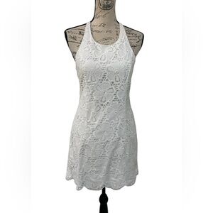 Lilly Pulitzer White Eyelet Lace Halter Dress Back Zip Size 2